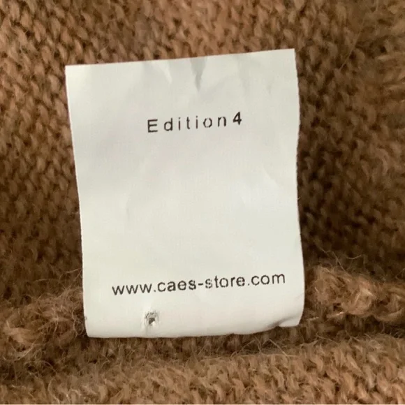 CAES Knit Crewneck Sweater Alpaca Virgin Wool Brown Khaki Tan Medium - Picture 11 of 12